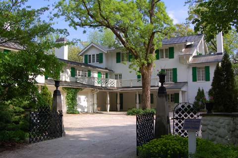 An exterior shot of the main house